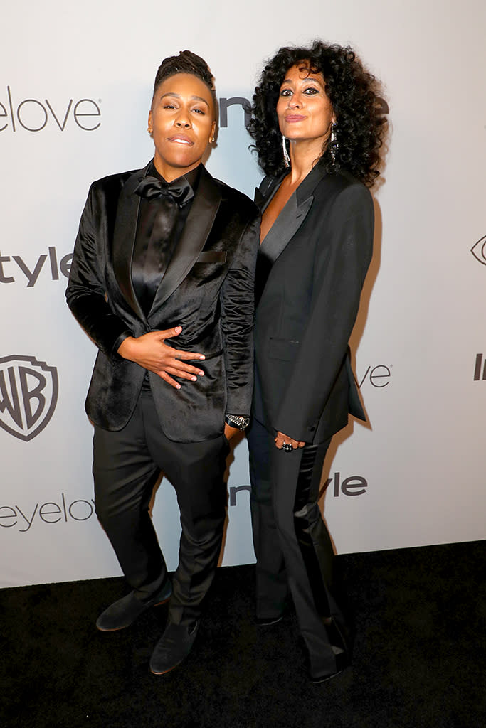 <p>Lena Waithe and Tracee Ellis Ross attend the 2018 InStyle and Warner Bros. party together. (Photo: Joe Scarnici/Getty Images for InStyle) </p>