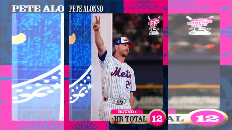 2屆全壘打大賽冠軍阿隆索（Pete Alonso），首輪只敲12轟。（圖／翻攝自MLB推特）