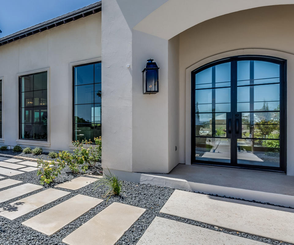 gravel and pavers in front yard