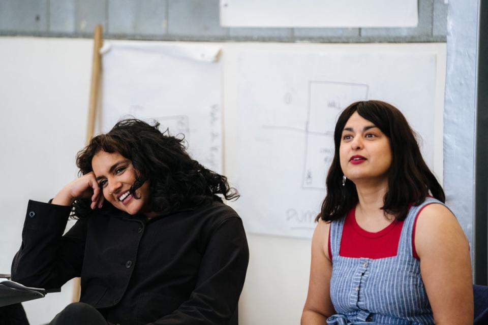 Chasing Hares director Milli Bhatia (left) and writer Sonali Bhattacharyya during rehearsals (Helen Murray)