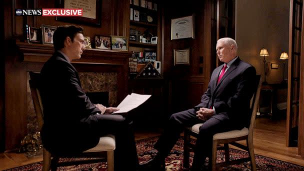PHOTO: Former Vice President Mike Pence is interviewed by David Muir of ABC News. (ABC News)