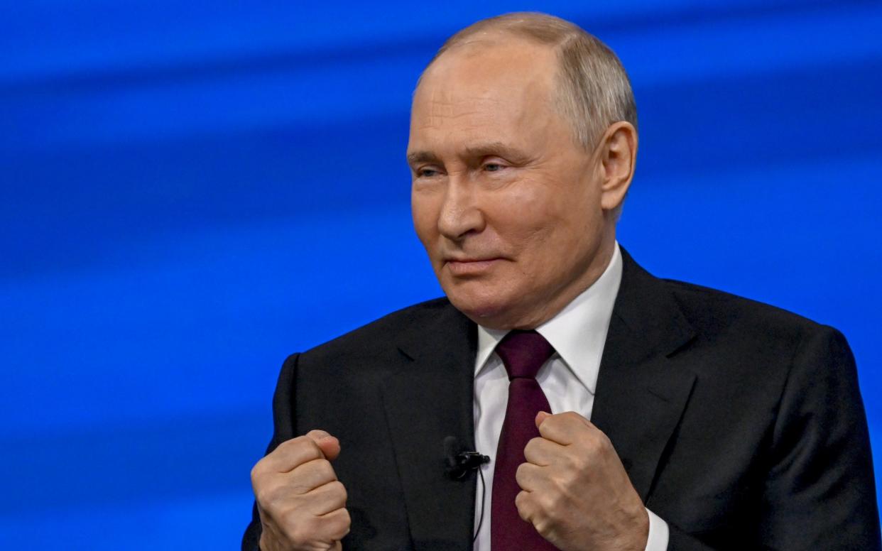 Vladimir Putin at a televised question-and-answer session in Moscow on Thursday