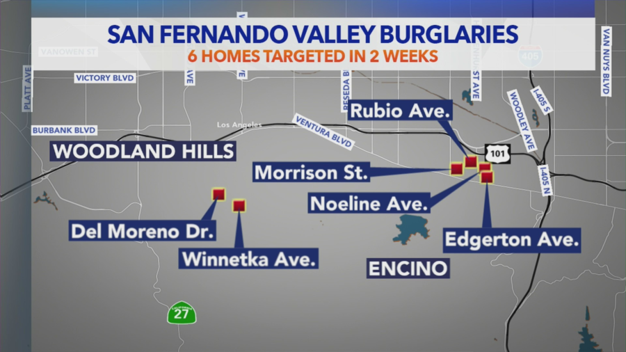 Map of San Fernando Valley break-ins