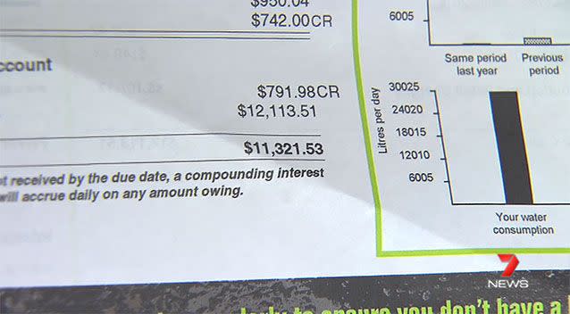 Ipswich family receives huge water bill. Source: 7News