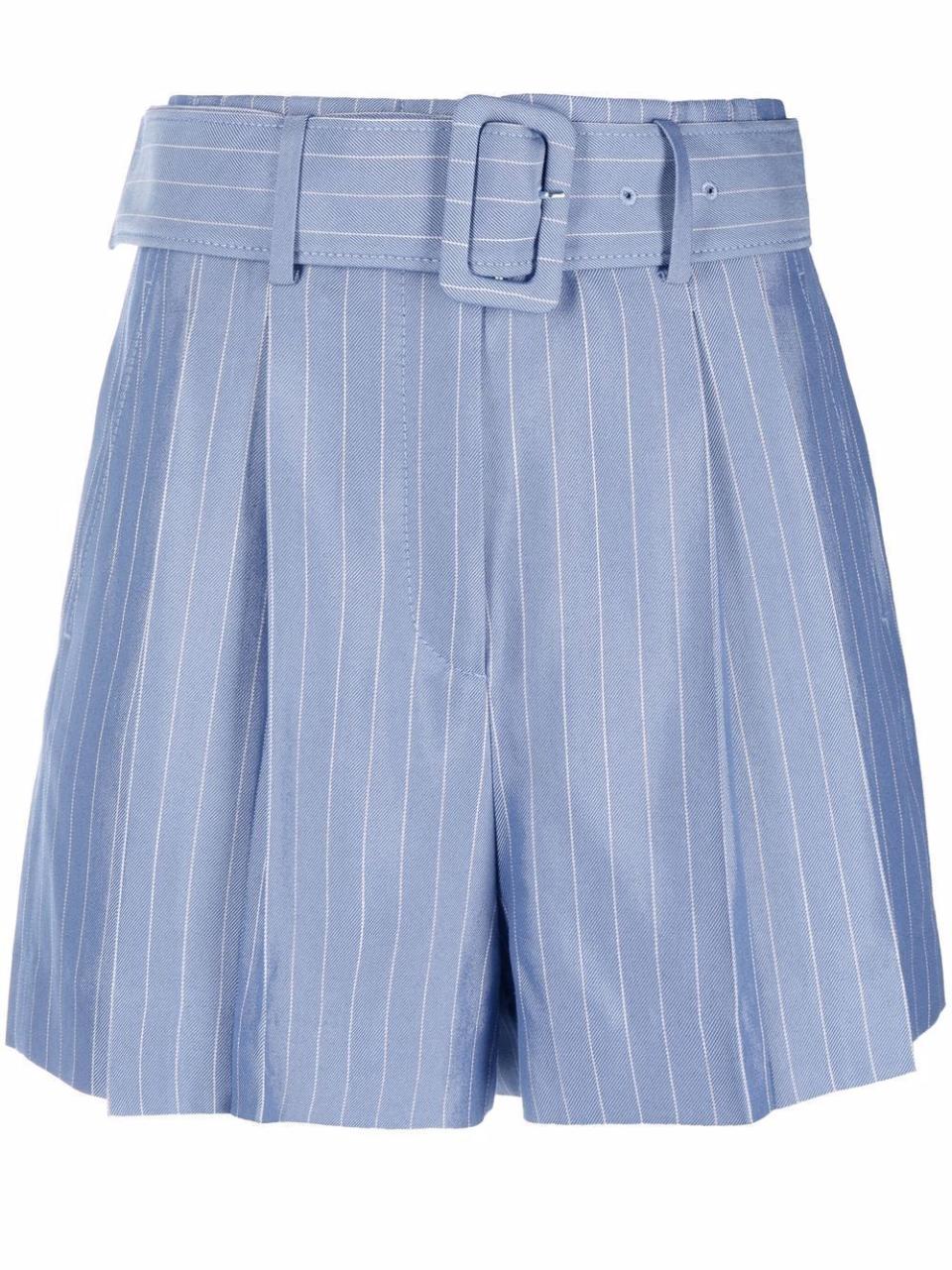 2) Pinstripe Tailored Belted Shorts