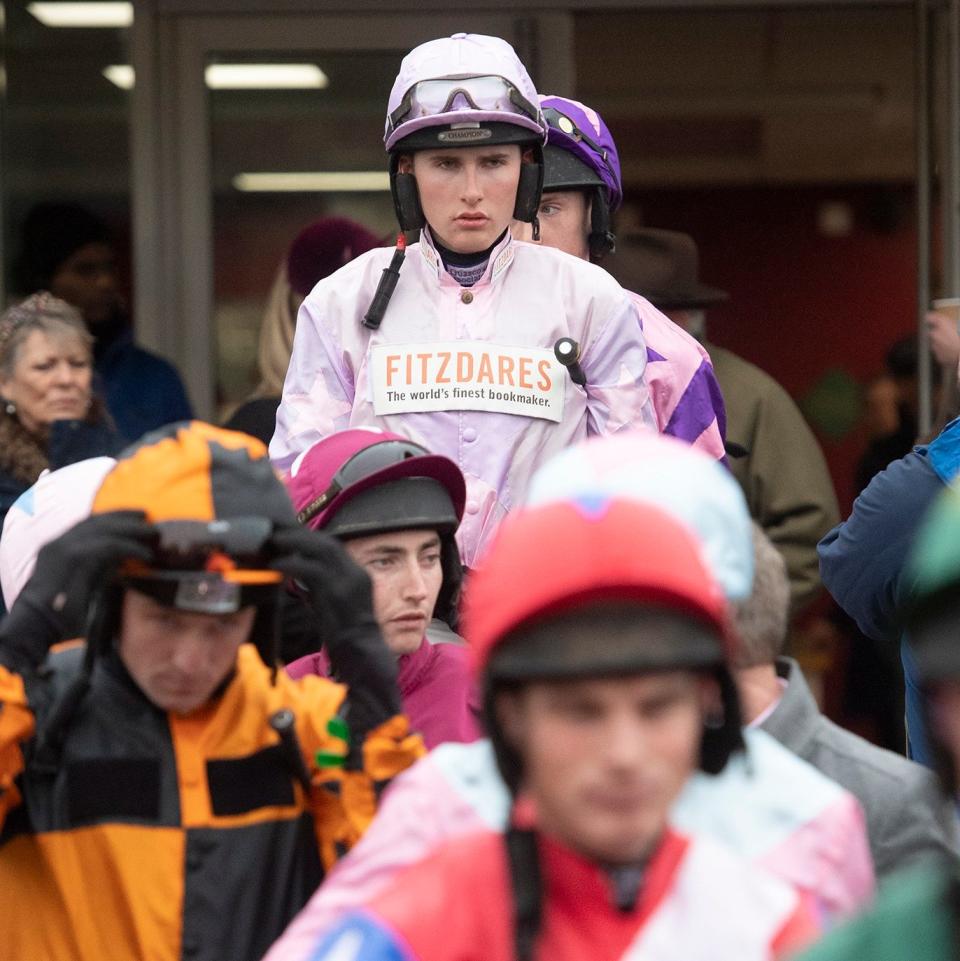 Jack Anderews leaves the Jockeys Room with other riders