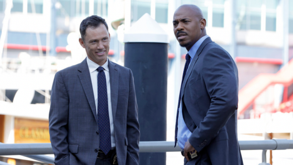 Jeffrey Donovan as Detective Frank Cosgrove and Mehcad Brooks as Detective Shaw for “Law & Order” on NBC
