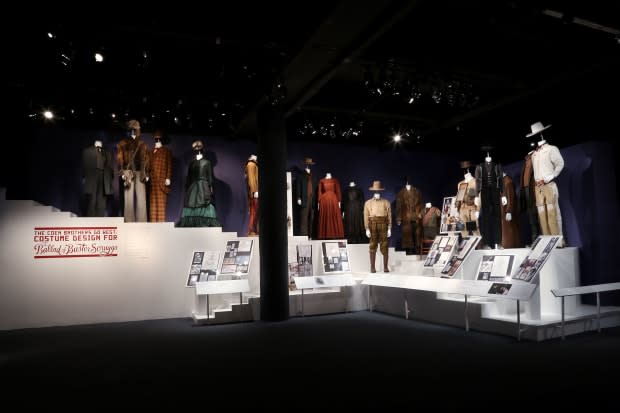 'The Coen Brothers Go West: Costume Design for 'The Ballad of Buster Scruggs' exhibit at the Museum of hte Moving Image. The exhibition description labels also include mood boards, detailed information about crucial work done by the fabricators, agers and dyers and artisans behind building the pieces and custom work done by the hair artists. Photo: Patrick Huban / Starpix (courtesy of Netflix)