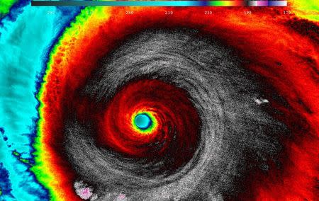 Hurricane Patricia, a Category 5 storm, is seen in an infrared image taken by NASA-NOAA's Suomi NPP satellite as it approaches the coast of Mexico at 05:20 EDT (09:20 GMT) October 23, 2015. REUTERS/NASA-NOAA/Credits: UW/CIMSS/William Straka III