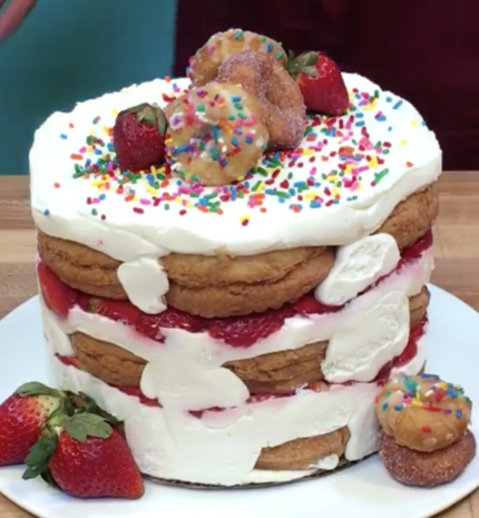 This doughnut cake is the perfect dessert for Galentine’s Day