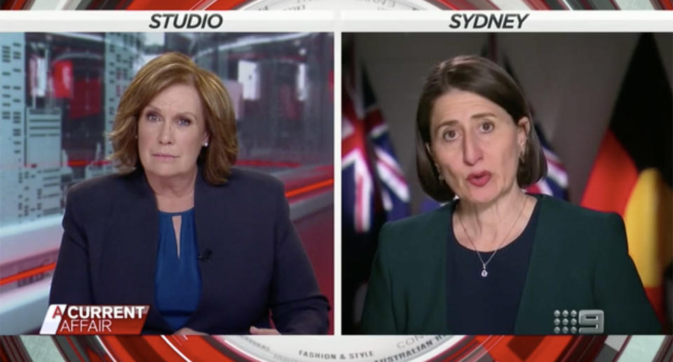 Gladys Berejiklian tells Tracy Grimshaw that locking NSW down is not an option. Source: Channel 9