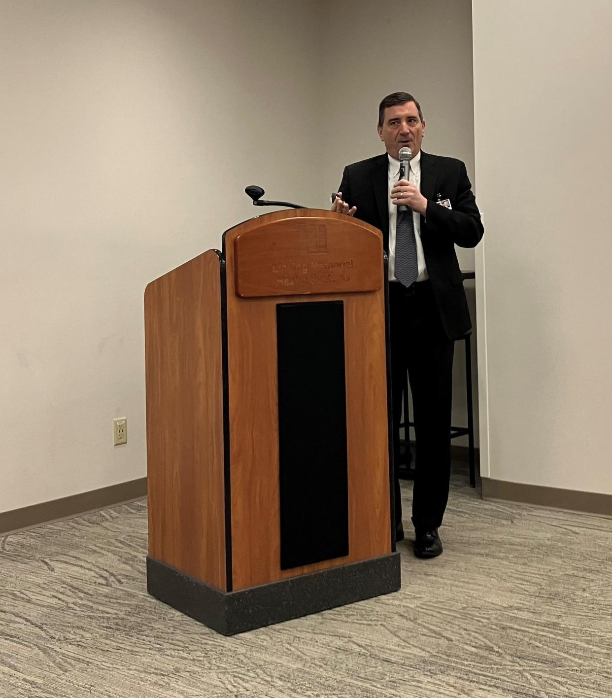 Rob Montagnese, president and CEO of Licking Memorial Health Systems, provides a recap of 2022 and a look ahead to 2023 at Tuesday's quarterly breakfast at Licking Memorial Hospital.