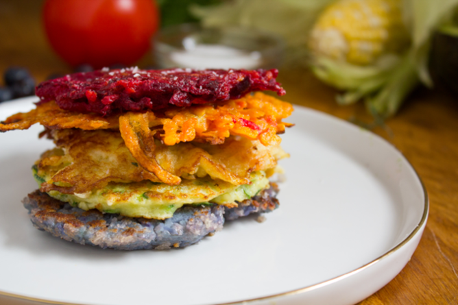 Beet and Red Onion Latkes