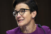 Citigroup CEO Jane Fraser testifies at a Senate Banking Committee annual Wall Street oversight hearing, Thursday, Sept. 22, 2022, on Capitol Hill in Washington. (AP Photo/Jacquelyn Martin)