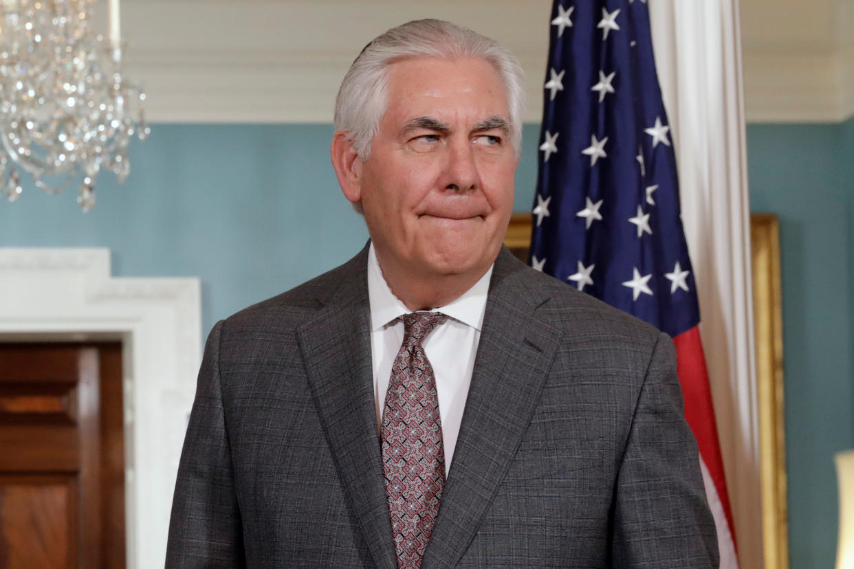 Secretary of State Rex Tillerson may not see eye to eye with the president on this&nbsp;human rights issue. (Photo: Yuri Gripas/Reuters)