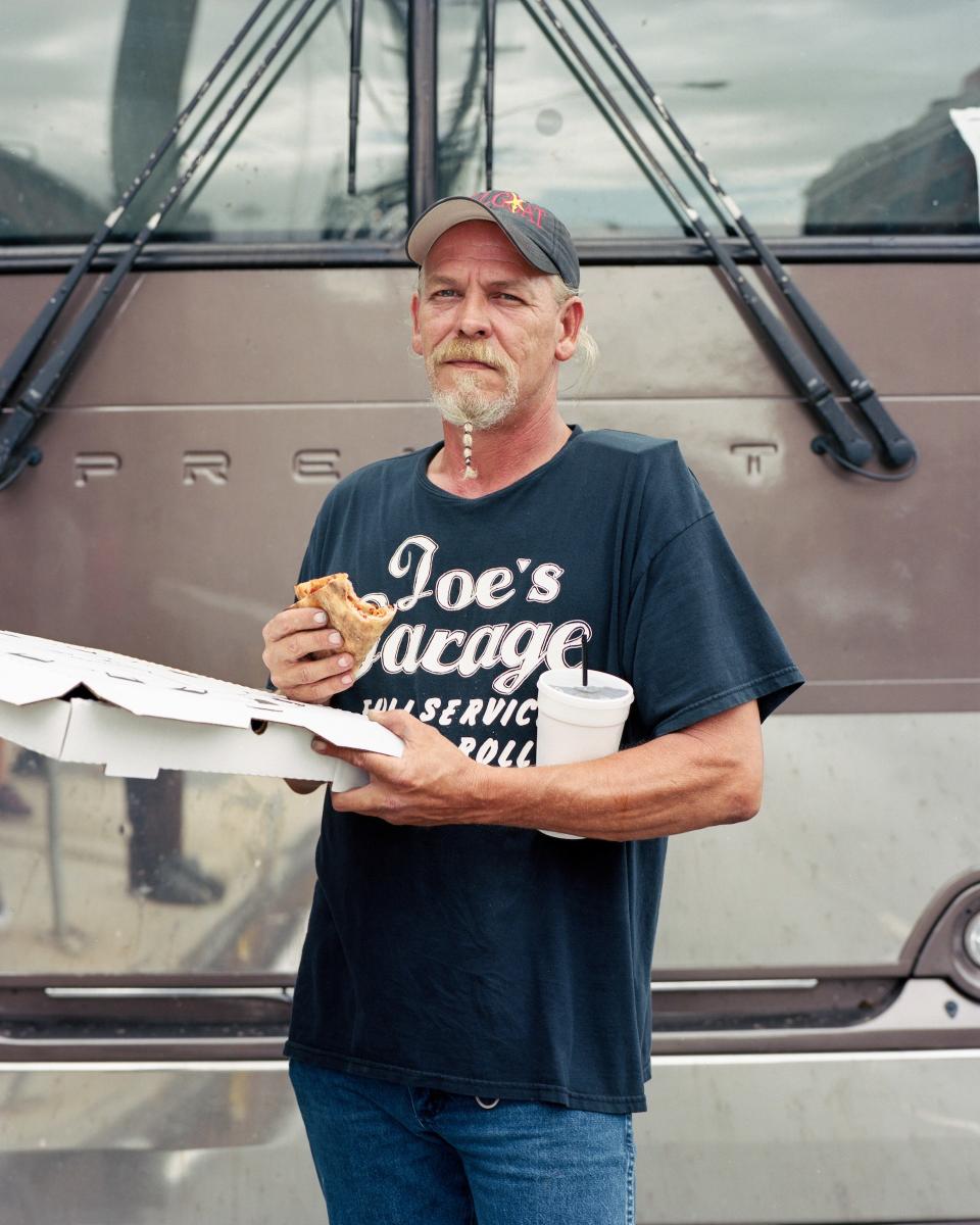 Dallas, TX 6/19/18: Fans hang out near Slayer’s tour bus.