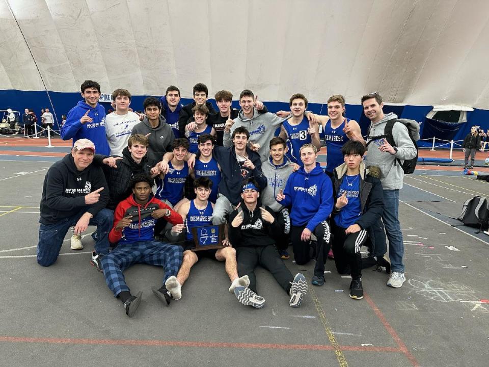 Demarest boys pose with North 1 group 2 sectional trophy