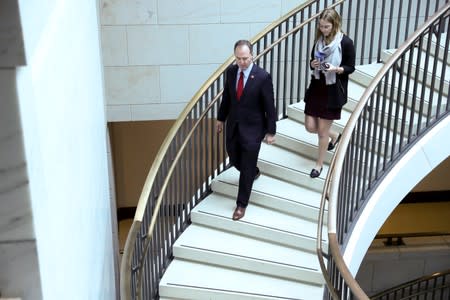 U.S. House Intelligence Committee Chairman Schiff walks to the committee offices on Capitol Hill in Washington