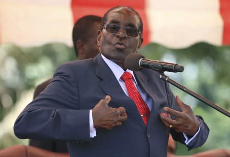 FILE PHOTO: Zimbabwe's President Robert Mugabe addresses the ZANU-PF party's top decision making body, the Politburo, in the capital Harare