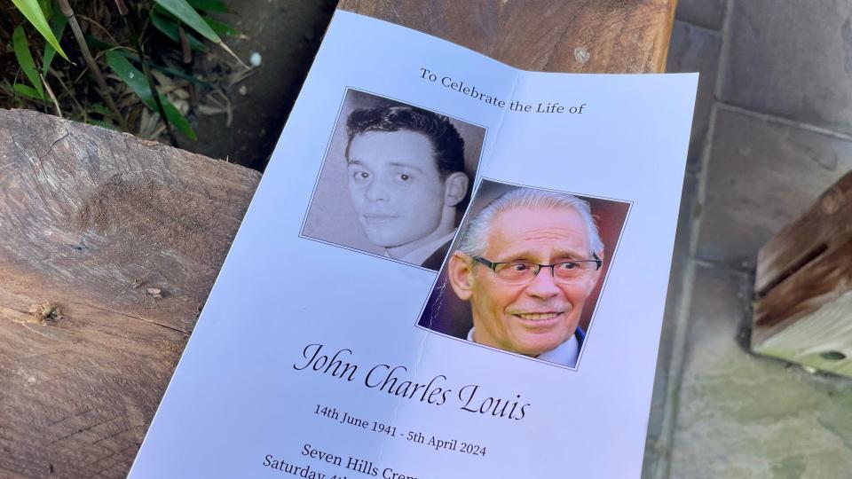 A funeral programme for John Louis
