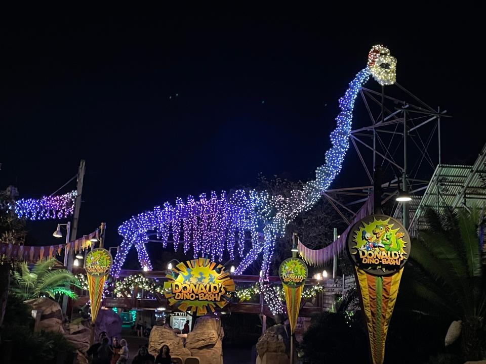 animal kingdom dinoland decorated for christmas at disney world