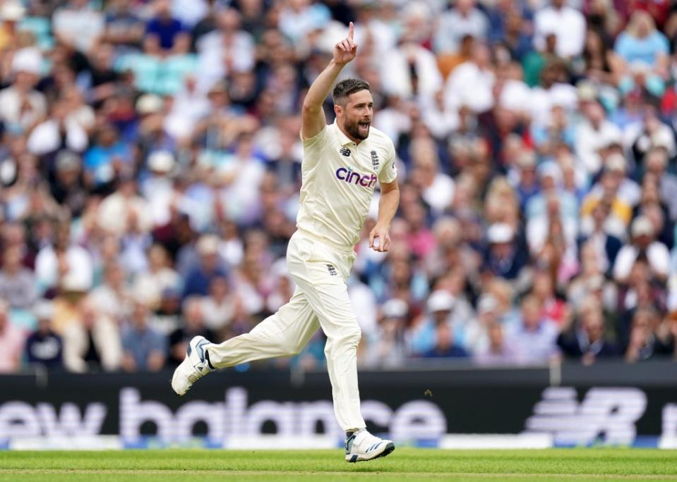 Chris Woakes was soon celebrating on his Test return (Adam Davy/PA) (PA Wire)