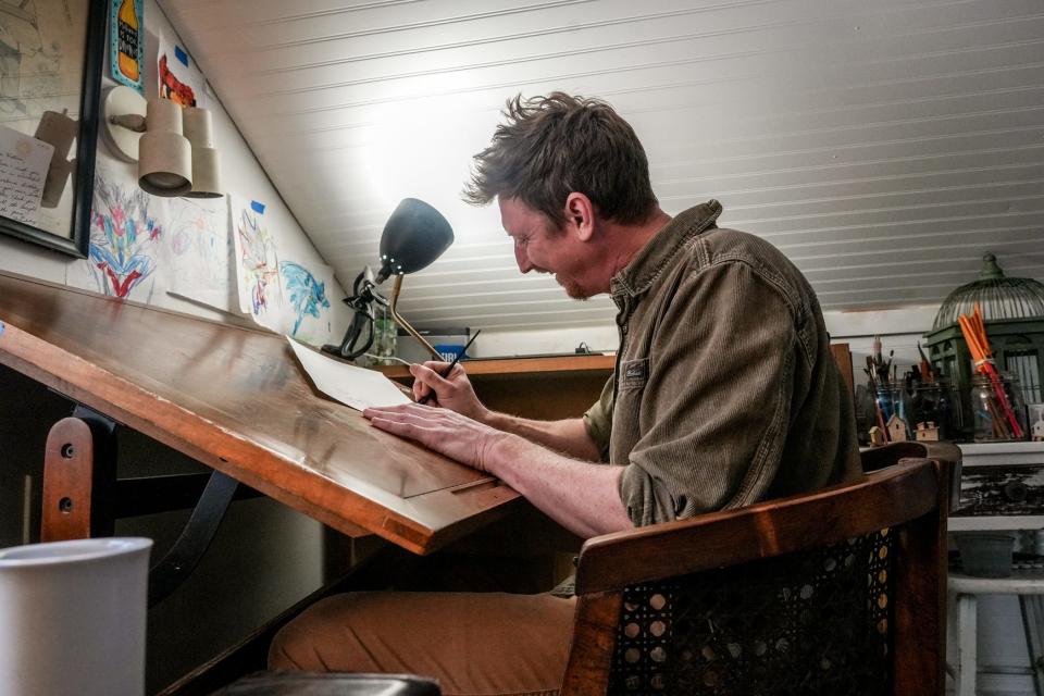 Will Henry in his upstairs studio.