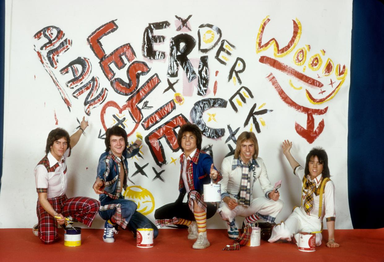 The Bay City Rollers in 1975. L-R: Alan Longmuir, Les McKeown, Eric Faulkner, Derek Longmuir, Stuart 