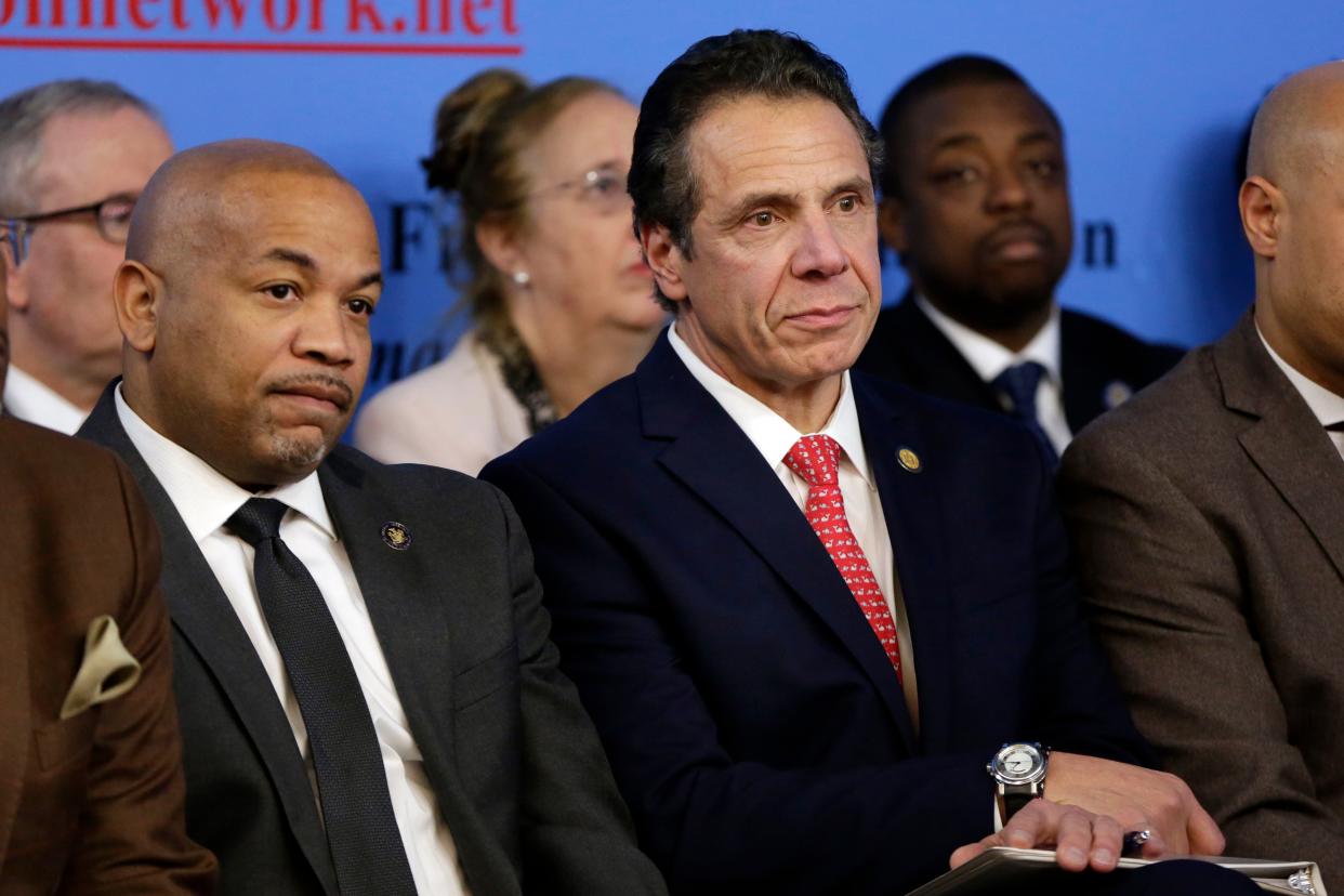 Speaker of the New York State Assembly Carl Heastie, D-Yonkers (left) and New York Gov. Andrew Cuomo (right)