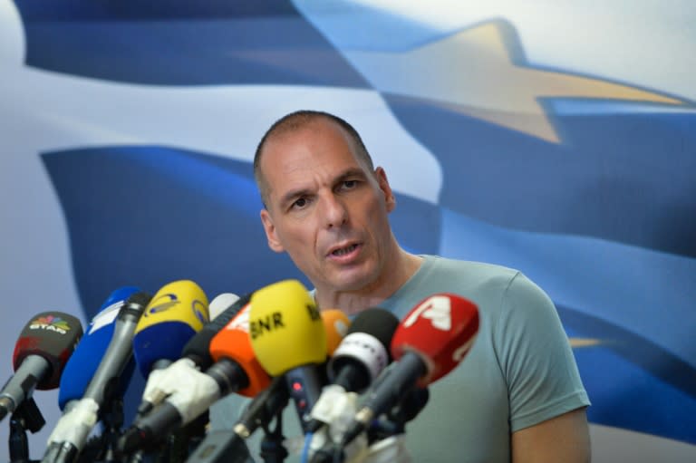 Greek Finance Minister Yanis Varoufakis gives a press conference in Athens on July 5, 2015