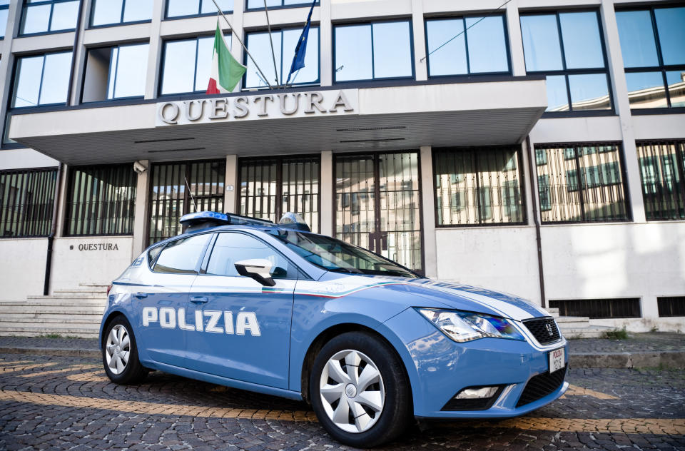 Padua, Italy - July, 22 - 2018 Police patrol car in Padua in front of the Police Headquarters.