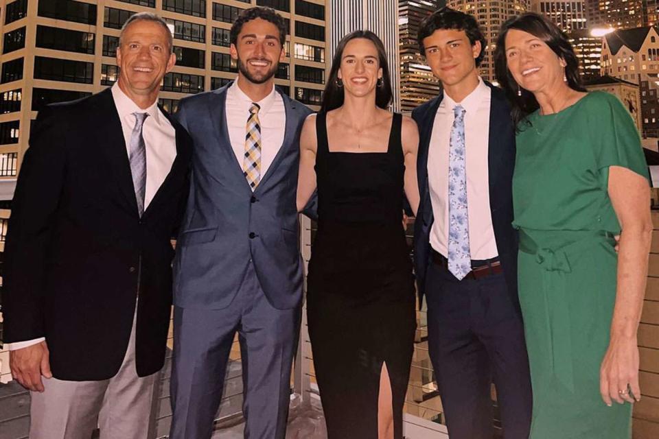 <p>Caitlin Clark/Instagram</p> Caitlin Clark with her parents and brothers