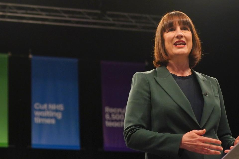 Rachel Reeves sets out Labour’s economic plans during a speech in Purfleet, Essex, on Thursday (PA Wire)