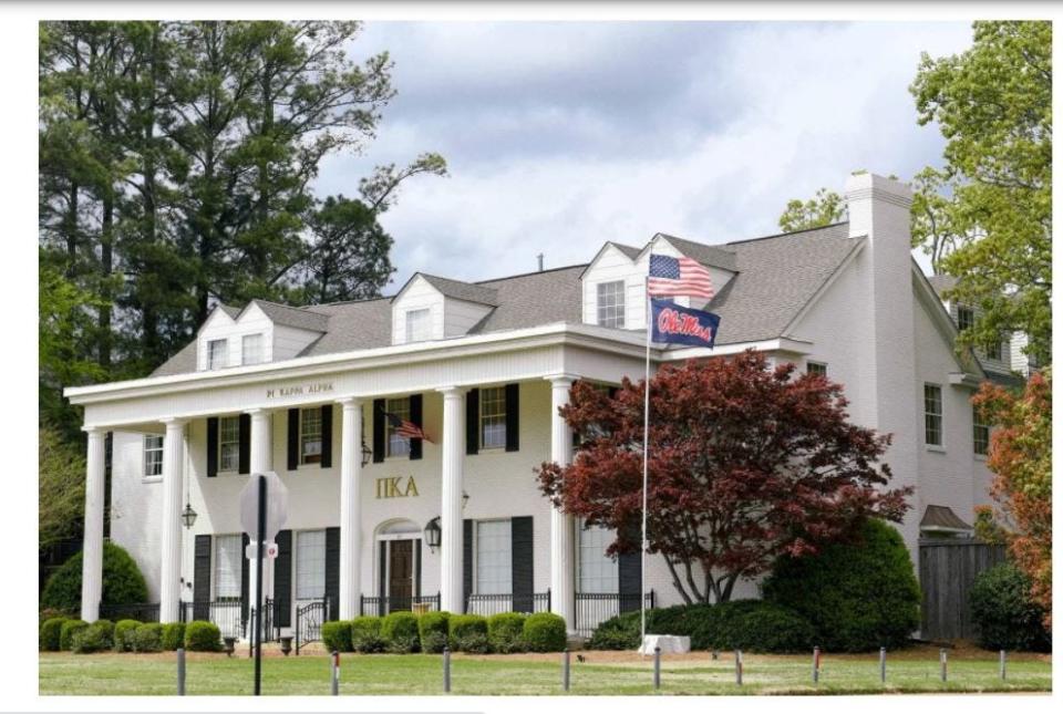 Pi Kappa Alpha House at The University of Mississippi. The university was suspended from campus on Nov. 10, 2021 after accusations of hazing in two separate incidents.