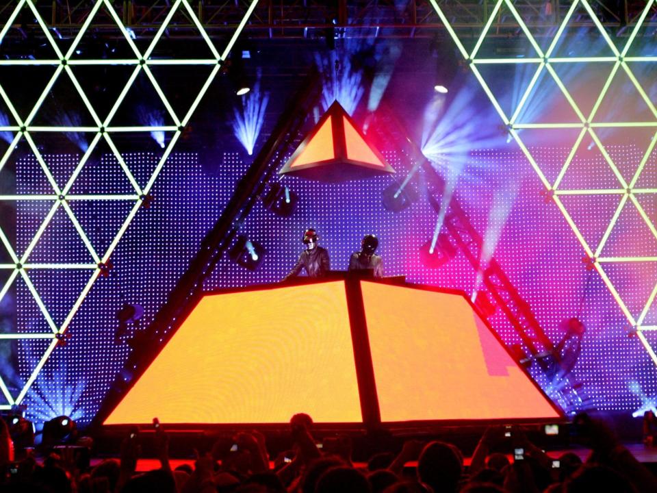 Daft Punk during their famous 2006 Coachella performance (Getty)