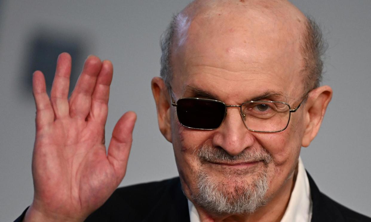 <span>Author Salman Rushdie, who was blinded in one eye during a knife attack in August 2022.</span><span>Photograph: Arne Dedert/AP</span>