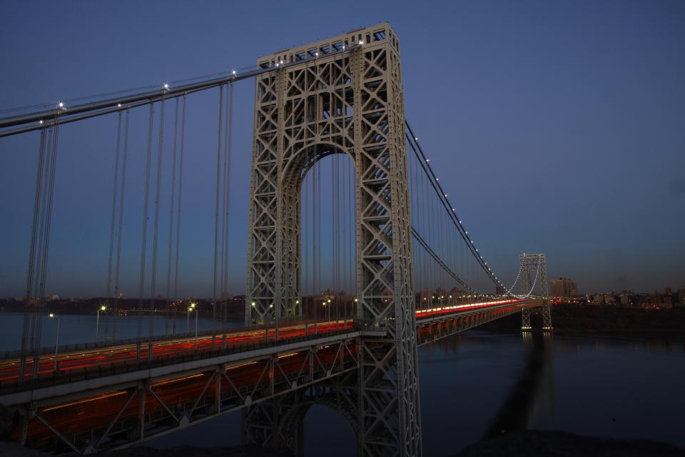 File photo of vehicles are seen on the George Washington Bridge from Fort Lee