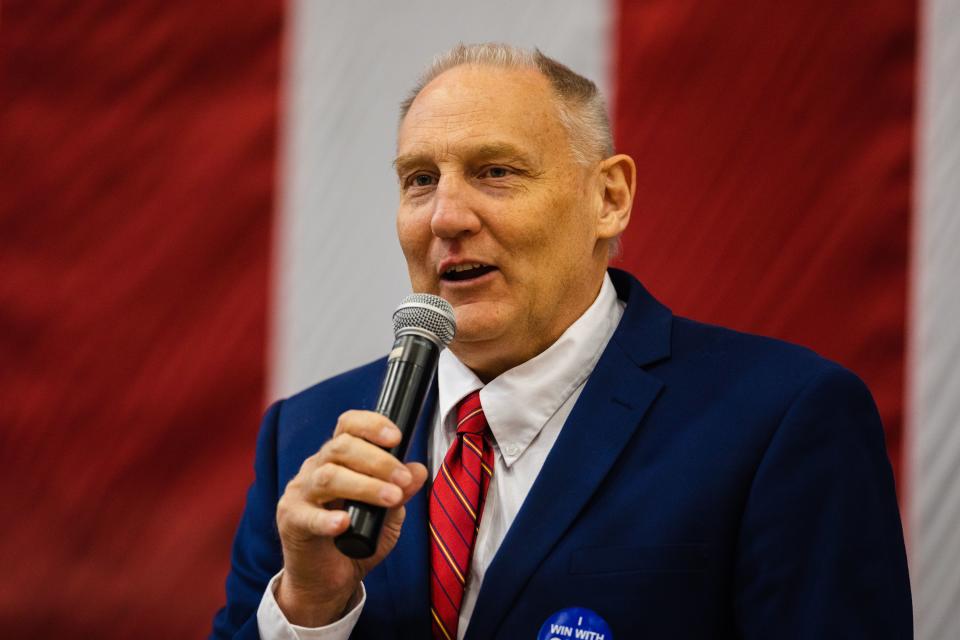 Utah Congressional 2nd District candidate Quinn Denning speaks during the Utah Republican Party’s special election at Delta High School in Delta on June 24, 2023. | Ryan Sun, Deseret News