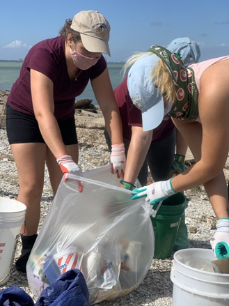 Bahr Marine Ecology Lab began beach cleanups in 2020. Image courtesy of BMEL alumni Morgan Bruce and BMEL Principal Investigator Dr. Keisha Bahr.