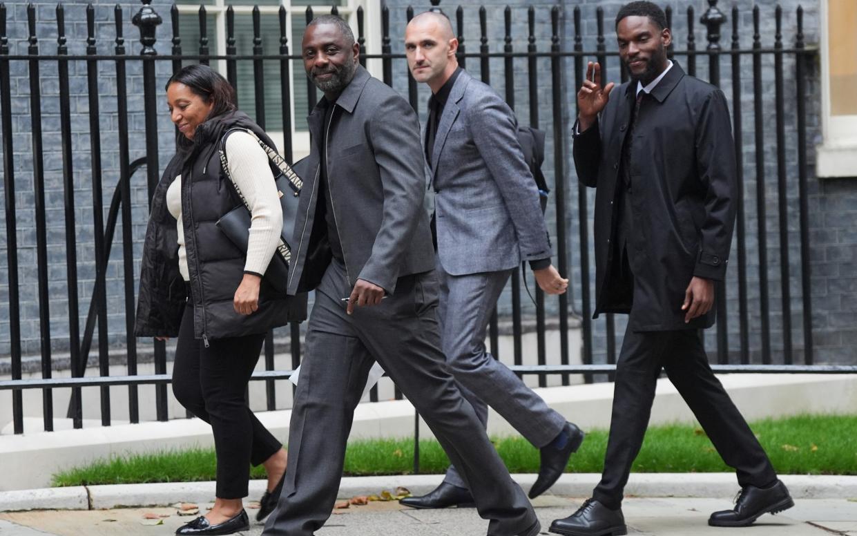 Idris Elba (second left) arrives in Downing Street to attend a knife crime summit hosted by Sir Keir Starmer