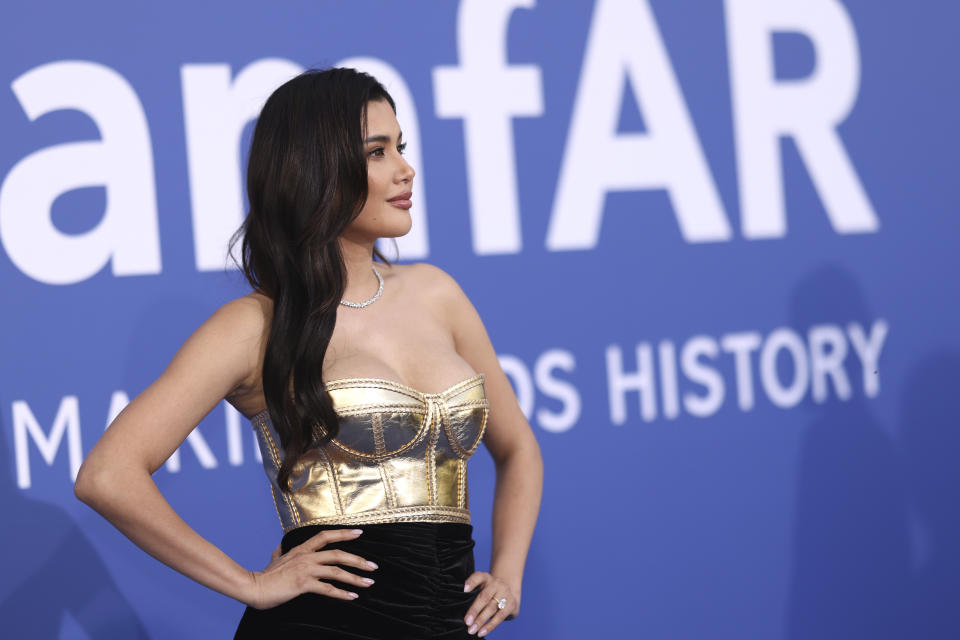 Praya Lundberg poses for photographers upon arrival at the amfAR Cinema Against AIDS benefit at the Hotel du Cap-Eden-Roc, during the 76th Cannes international film festival, Cap d'Antibes, southern France, Thursday, May 25, 2023. (Photo by Vianney Le Caer/Invision/AP)