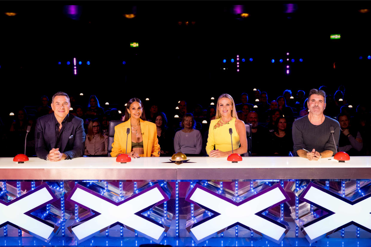 David Walliams, Alesha Dixon, Amanda Holden and Simon Cowell in their judges' chairs. (Syco/Thames)