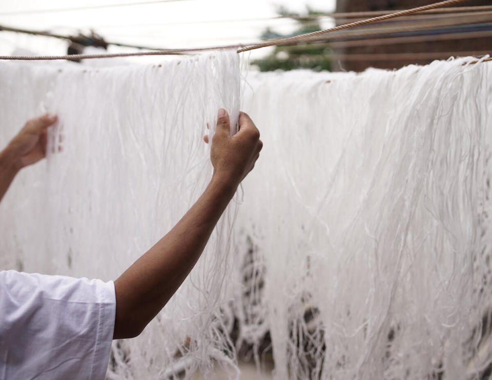 Arrowroot, bamboo husks, banana fiber, cork, hemp, palm, river reeds and seagrasses are just some of the plants Hartmann&Forbes transforms into textiles—vetiver retains its delicate minty scent 