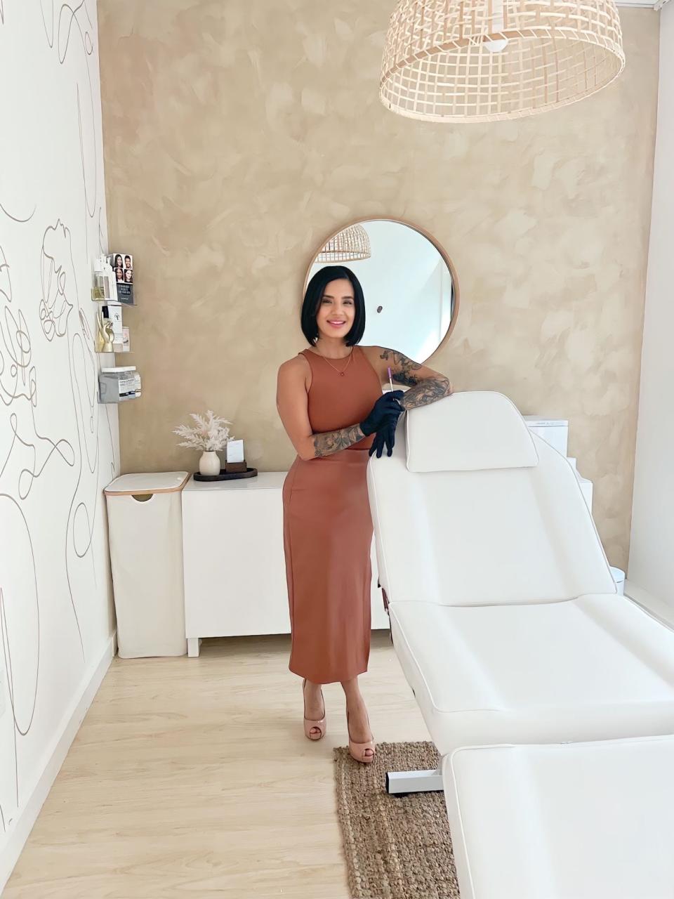 Julissa Sostre a registered nurse and owner of Hadara Aesthetics, preps before taking her next Botox injection client on Tuesday, Aug. 8, 2023, at Lume + Lather Beauty Spa, a luxury spa at 59 Pleasant St. Suite C, Randolph.