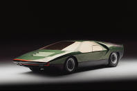 <p>In Alfa Romeo’s own words, Marcello Gandini (born 1938) “abandoned the compass in favour of a ruler” when designing, on behalf of Bertone, the wedge-shaped Carabo. This was derived from the much curvier Alfa 33 Stradale, itself based on the Tipo 33 race car, and used the same <strong>2.0-litre V8</strong> engine mounted ahead of the rear axle.</p><p>During the design process, Gandini invented scissor doors, which would later be seen on many supercars which actually went on sale. These included the <strong>Lamborghini Countach</strong>, which visually resembled the Carabo in other ways too.</p>