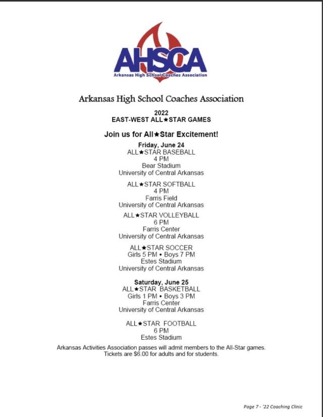 Arkansas Activities Association releases additional AllStar Games