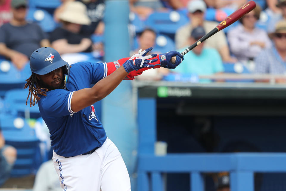 Vladimir Guerrero Jr.因傷勢退出2023年第五屆世界棒球經典賽多明尼加代表隊。（Photo by Cliff Welch/Icon Sportswire via Getty Images）