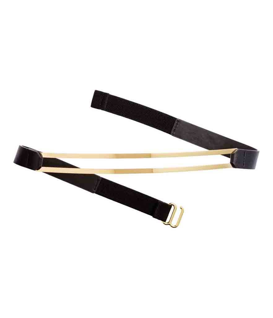 H&M Narrow Waist Belt in Black/Gold- Colored