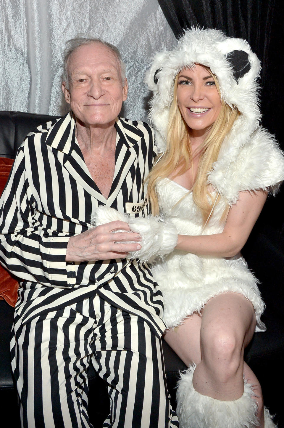 Hugh Hefner and wife Crystal Hefner attend the annual Halloween Party at the Playboy Mansion on Oct. 24, 2015. (Photo: Charley Gallay via Getty Images)