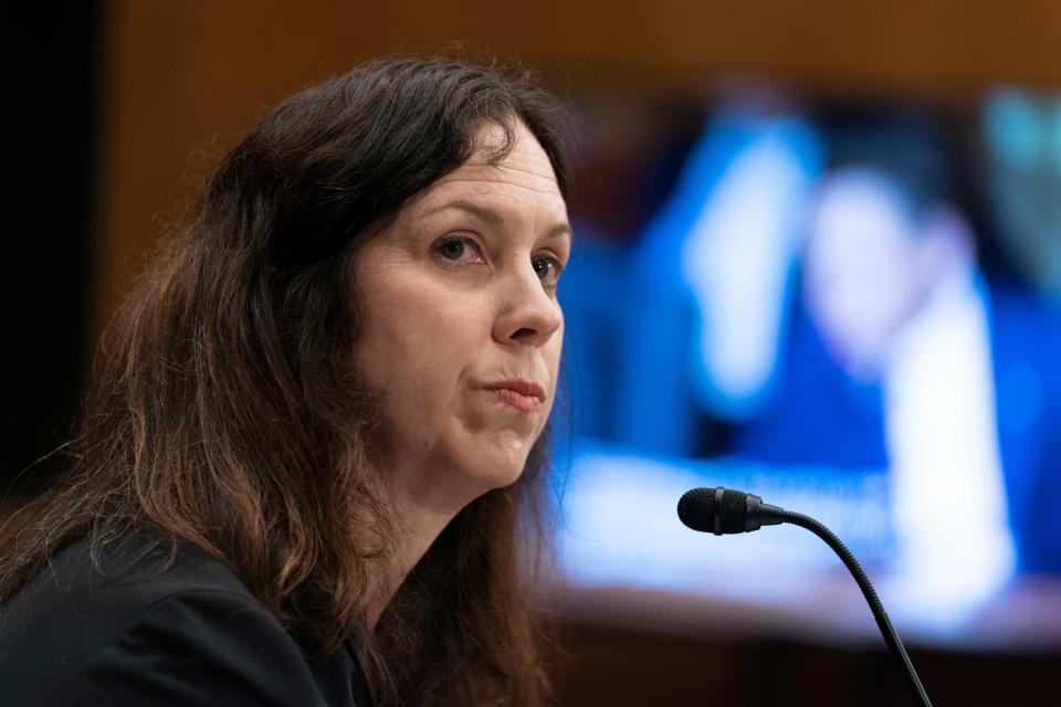 Colleen Shogan testifies before the Senate Homeland Security and Governmental Affairs Committee full committee hearing on her nomination to be archivist of the U.S. National Archives and Records Administration on Feb. 28.
